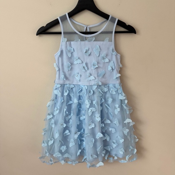 Children’s Place Girls 3D Butterfly Mesh Fit And Flare Dress - Blue 🦋 Size 6X-7 - Picture 2 of 13